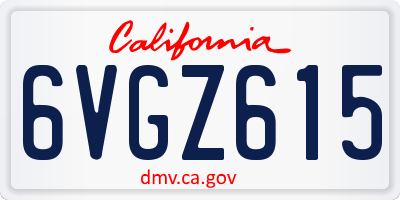 CA license plate 6VGZ615
