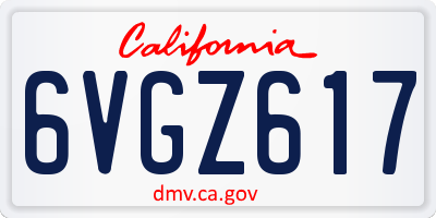 CA license plate 6VGZ617