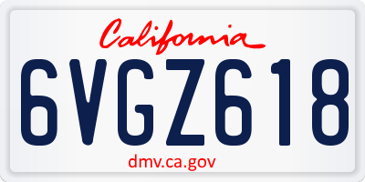 CA license plate 6VGZ618