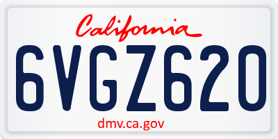 CA license plate 6VGZ620