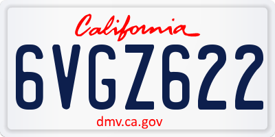 CA license plate 6VGZ622