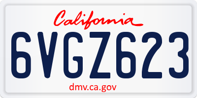 CA license plate 6VGZ623