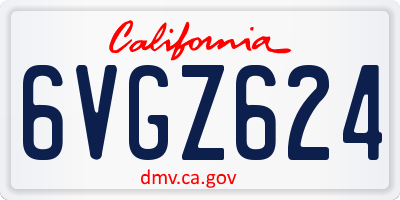 CA license plate 6VGZ624