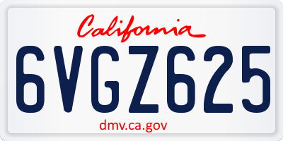 CA license plate 6VGZ625