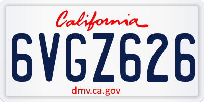CA license plate 6VGZ626