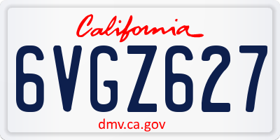 CA license plate 6VGZ627