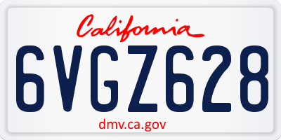 CA license plate 6VGZ628