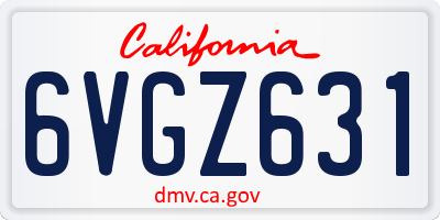 CA license plate 6VGZ631