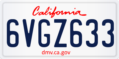 CA license plate 6VGZ633