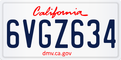 CA license plate 6VGZ634