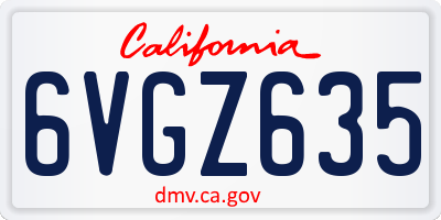 CA license plate 6VGZ635