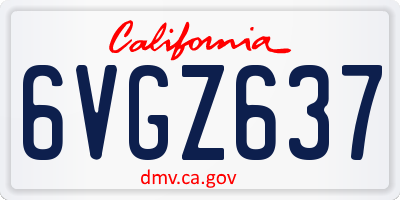 CA license plate 6VGZ637