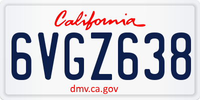 CA license plate 6VGZ638