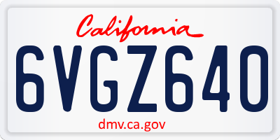CA license plate 6VGZ640
