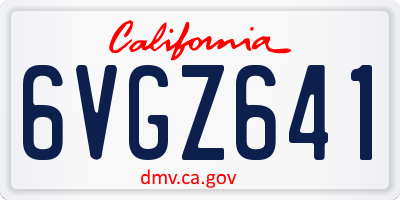 CA license plate 6VGZ641
