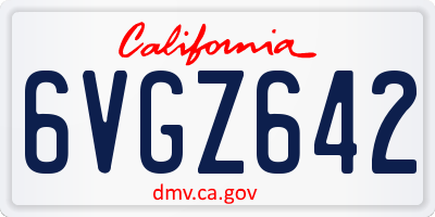 CA license plate 6VGZ642