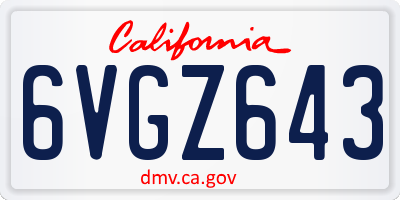 CA license plate 6VGZ643