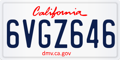 CA license plate 6VGZ646