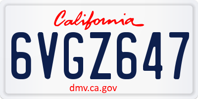 CA license plate 6VGZ647