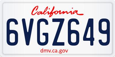 CA license plate 6VGZ649