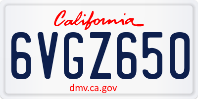 CA license plate 6VGZ650