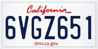 CA license plate 6VGZ651