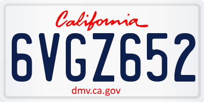 CA license plate 6VGZ652