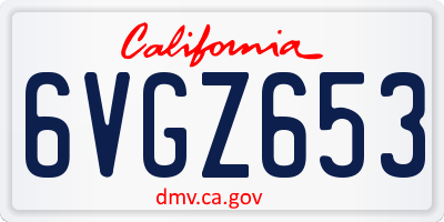 CA license plate 6VGZ653