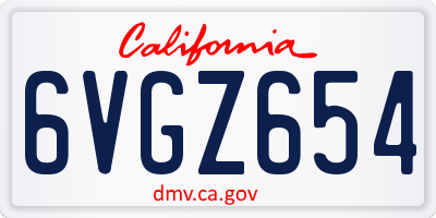 CA license plate 6VGZ654