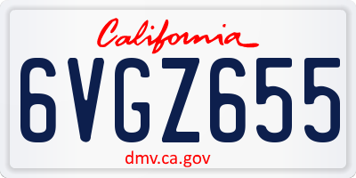 CA license plate 6VGZ655