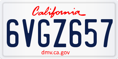 CA license plate 6VGZ657