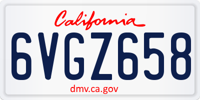 CA license plate 6VGZ658