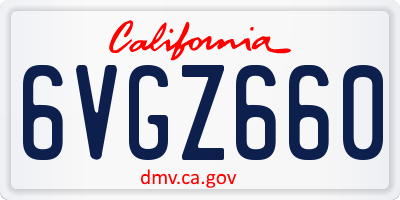 CA license plate 6VGZ660