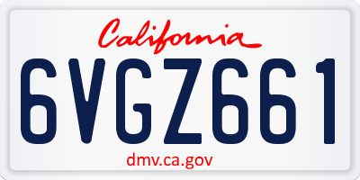 CA license plate 6VGZ661
