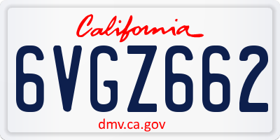 CA license plate 6VGZ662