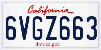 CA license plate 6VGZ663