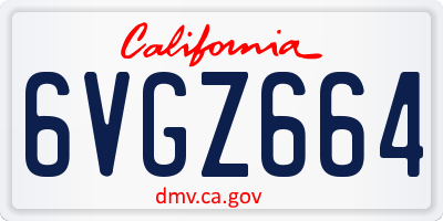 CA license plate 6VGZ664