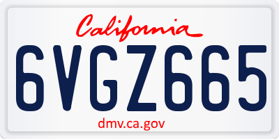 CA license plate 6VGZ665