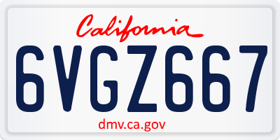CA license plate 6VGZ667