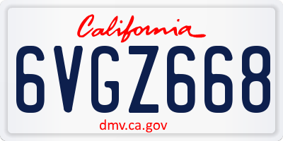 CA license plate 6VGZ668