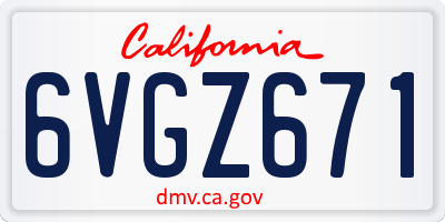 CA license plate 6VGZ671
