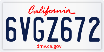 CA license plate 6VGZ672
