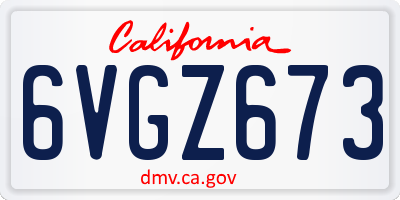 CA license plate 6VGZ673
