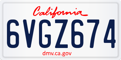 CA license plate 6VGZ674