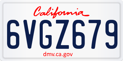 CA license plate 6VGZ679