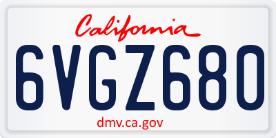CA license plate 6VGZ680