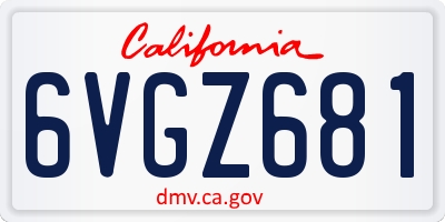 CA license plate 6VGZ681