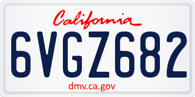 CA license plate 6VGZ682