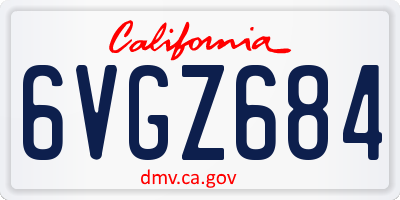 CA license plate 6VGZ684