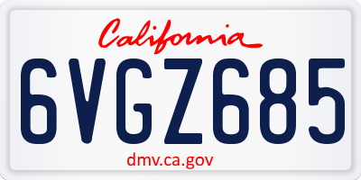 CA license plate 6VGZ685